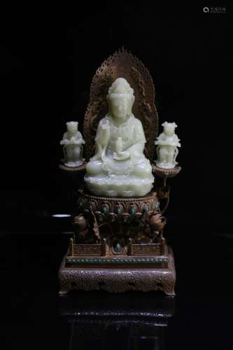 A Chinese Carved Jade Buddha and Boys