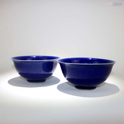 A Pair of Chinese Blue Glazed Bowls