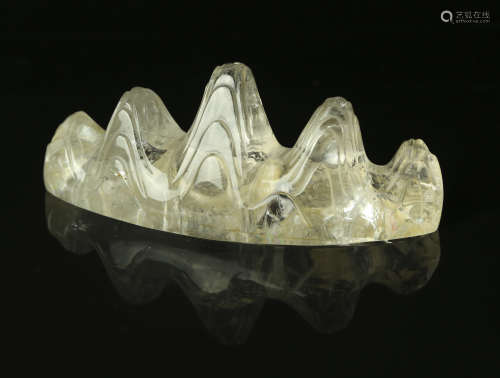 A Chinese Carved Crystal Brush Rest