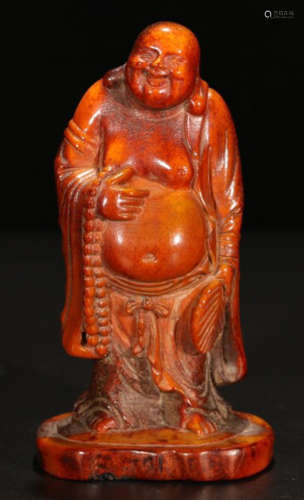 A LUJIAO CARVED MAITREYA BUDDHA