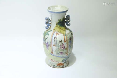 A Chinese Famille-Rose Porcelain Vase