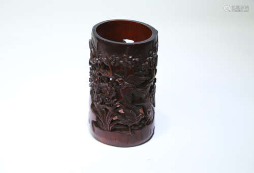 A Chinese Carved Bamboo Brush Pot