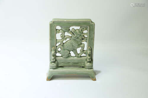 A Chinese Celadon Porcelain Table Screen