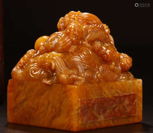 A TIANHUANG STONE CARVED DRAGON SHAPED SEAL