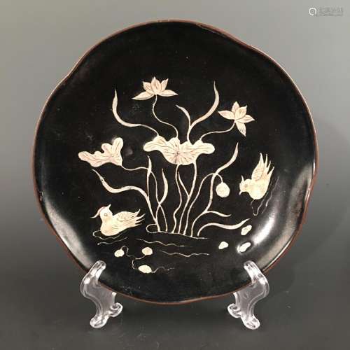 Chinese Ding Ware Engraved  Design 'Duck & Lotus Leaf'