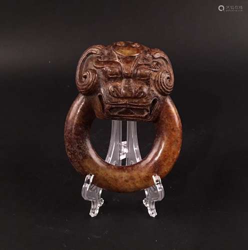 Chinese Archaic Jade 'Ruishou' Door Nob