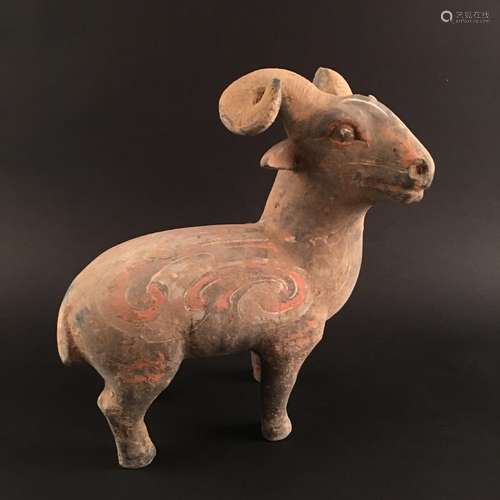 Chinese Pottery 'Ram' Statue Ornament