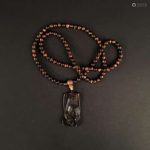 Chinese Eaglewood Necklace, Buddha Pendant