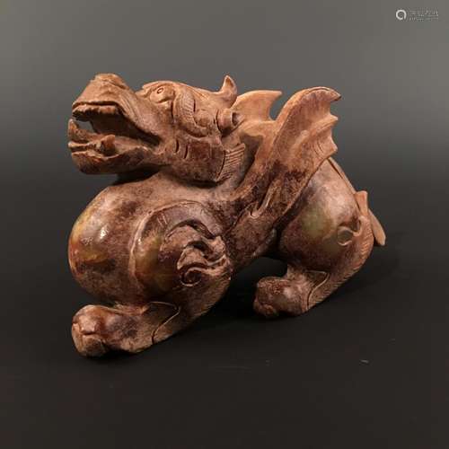 Chinese Archaic 'Ruishou' Jade Statue Ornament