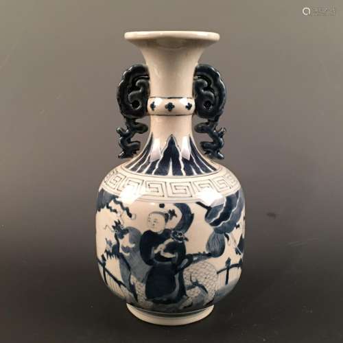 Chinese Blue-White 'Figure' Vase, Kangxi Mark