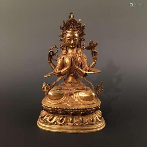 Chinese Gilt Bonze Buddha Statue