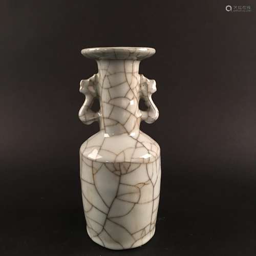 Chinese Guan Type Porcelain Vase, Elephant Ears Handles