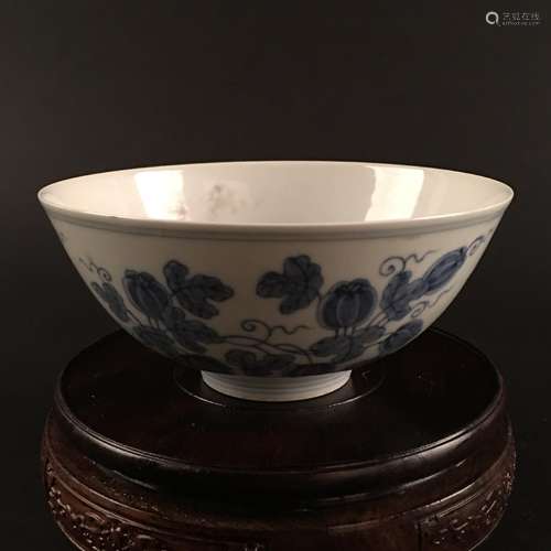 Chinese Blue-White Porcelain Bowl, Cheng Hua Mark