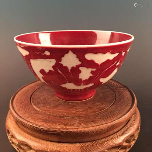 Chinese Red Glazed 'Fish' Bowl