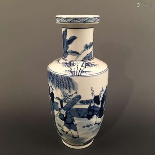 Chinese Blue-White 'Figure' Vase, Kangxi Mark