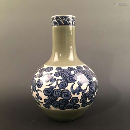 Chinese Blue-White Bottle Vase, Kangxi Mark