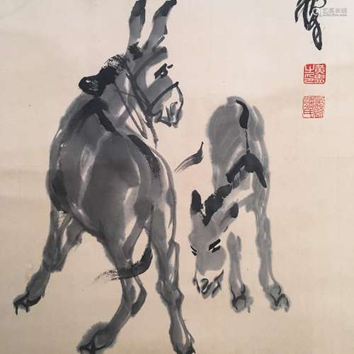 Chinese Hanging Scroll of 'Donkey' Painting, Shen Quan