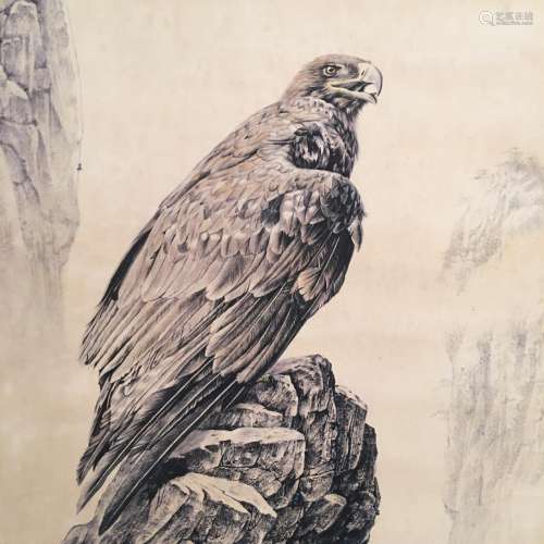 Chinese Hanging Scroll of 'Eagle' Painting