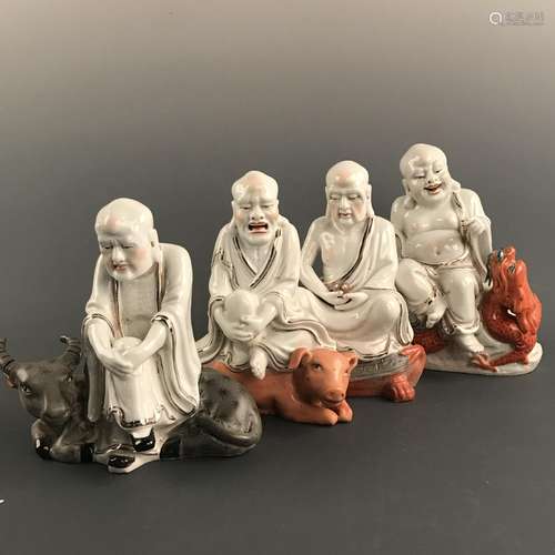 4 Pieces of Porcelain Buddha Figure