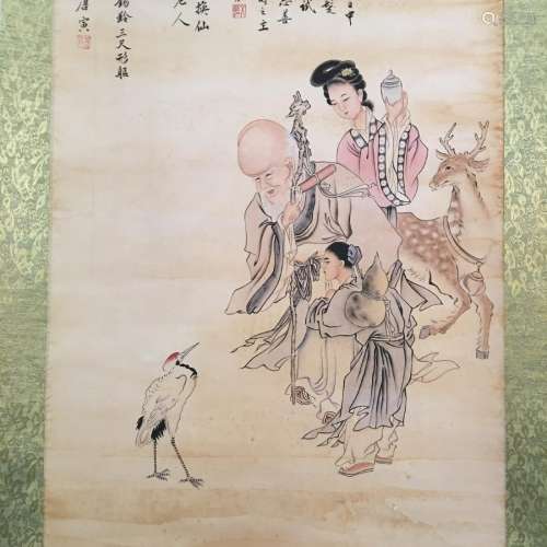 Chinese Hanging Scroll of 'Immortals' Painting, Tang