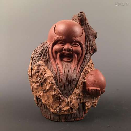 Chinese Yixing Clay 'Longevity' Figure