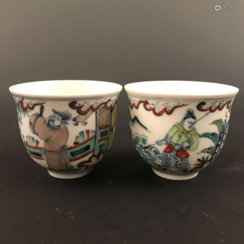 6 Pieces of Chinese Doucai 'Figure' Cup, Chenghua Mark