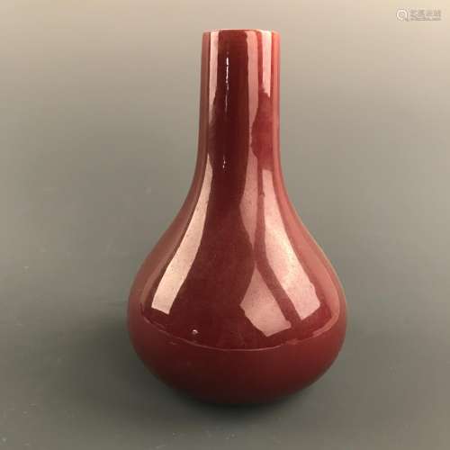 Chinese Red Glazed Bottle Vase