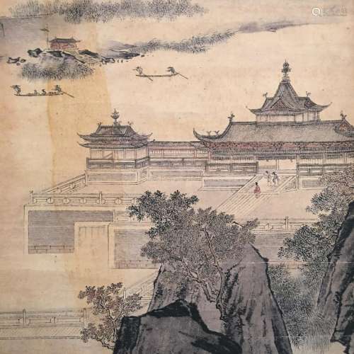 Chinese Hanging Scroll of 'Bai Yu Lou' Painting