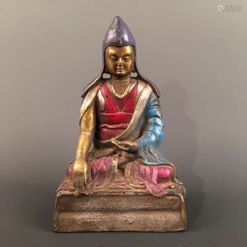 Chinese Gilt and Painting Bronze Buddha Statue