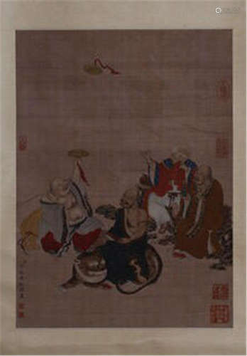 CHINESE SCROLL PAINTING OF LOHAN