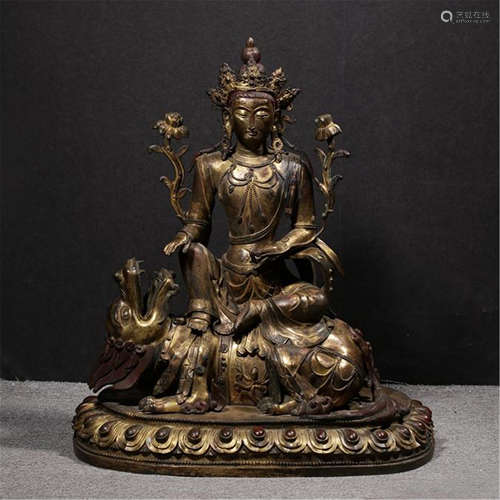 CHINESE GILT BRONZE SEATED BUDDHA