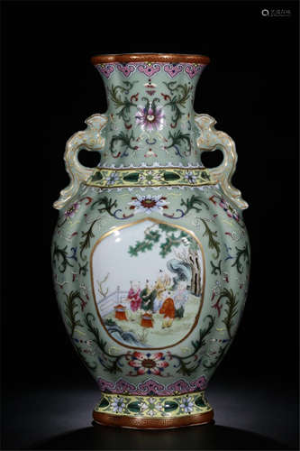 CHINESE PORCELAIN FAMILLE ROSE BOY PLAYING VASE