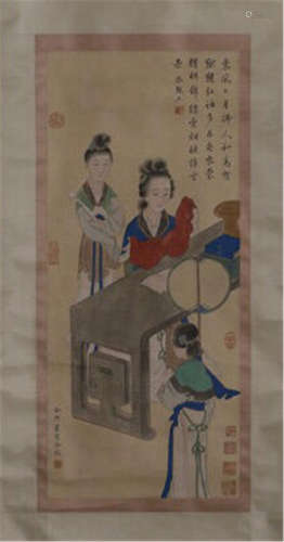 CHINESE SCROLL PAINTING OF BEAUTIES