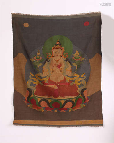 TIBETAN KESI THANGKA OF SEATED BUDDHA