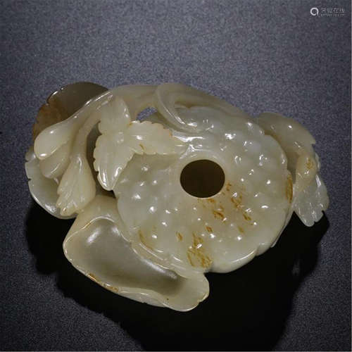 CHINESE CELADON JADE LOTUS BRUSH WASHER