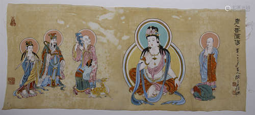 CHINESE SCROLL PAINTING OF SEATED GUANYIN