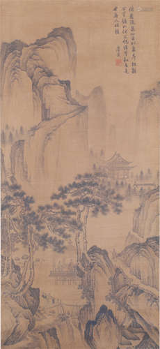 CHINESE SCROLL PAINTING OF MOUNTAIN VIEWS