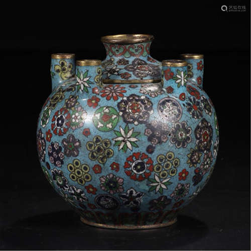 CHINESE CLOISONNE BALL FLOWER JAR