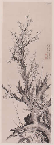 CHINESE SCROLL PAINTING OF PLUM BLOSSOMMING