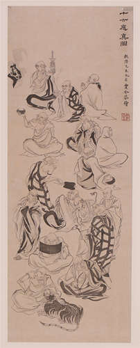 CHINESE SCROLL PAINTING OF LOHAN