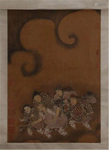 CHINESE SCROLL PAINTING OF FIGURES