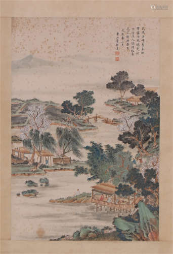 CHINESE SCROLL PAINTING OF GARDEN VIEWS