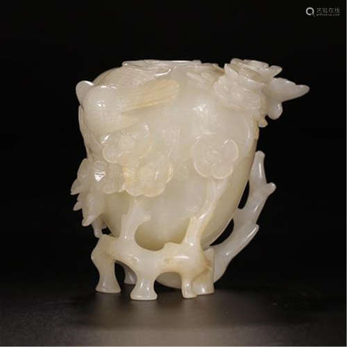 CHINESE JADE FLOWER WATER JAR