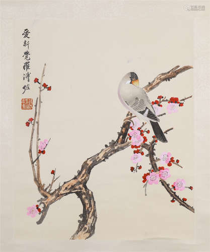 CHINESE SCROLL PAINTING OF BIRD AND FLOWER