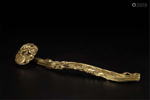 CHINESE GILT BRONZE RUYI SCEPTER