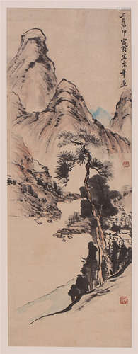 CHINESE SCROLL PAINTING OF MOUNTAIN VIEWS