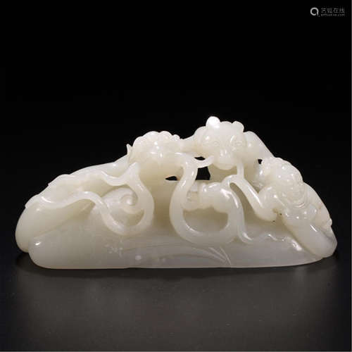 CHINESE WHITE JADE DRAGON TABLE ITEM