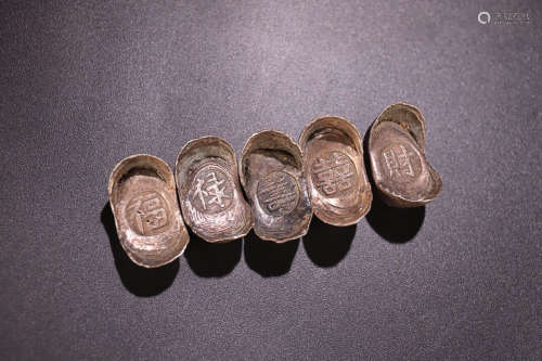 17-19TH CENTURY, A SET OF STORY SILVER INGOT, QING DYNASTY