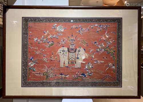 17-19TH CENTURY, AN IMPERIAL ELEPHANT PATTERN EMBROIDERY, QING DYNASTY