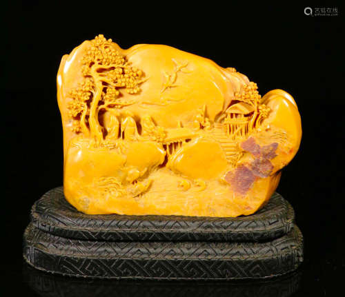 A TIANHUANG STONE CARVEING LANDSCAPE PATTERN ORNAMENT